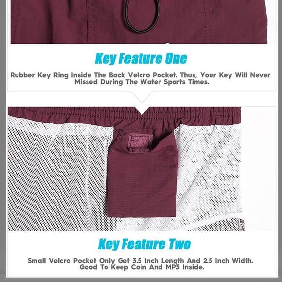 Small maamgic Mens Swim Trunks 5" with Mesh Lining Quick Dry Bathing Suits Swim - Picture 4 of 7